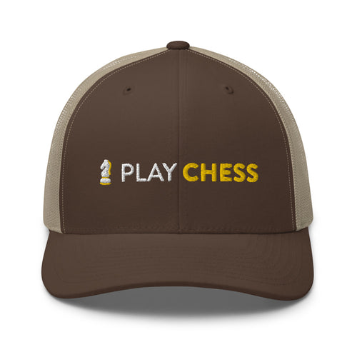 I Play Chess Trucker Cap&color_BrownKhaki