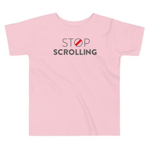 Stop Scrolling Toddler Tee&color_Pink
