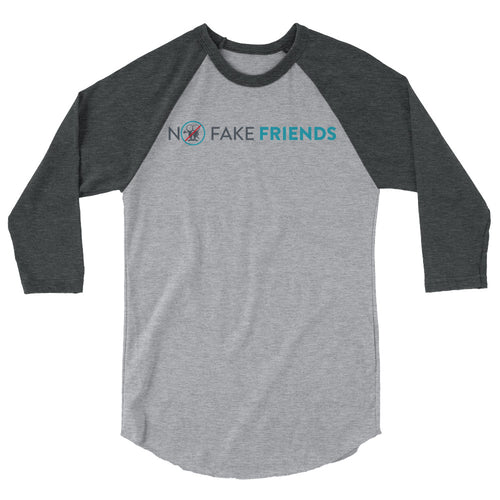 No Fake Friends Unisex 3/4 Sleeve Raglan Shirt&color_Heather GreyHeather Charcoal