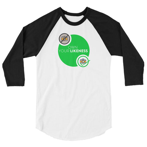 Own Your Likeness Unisex 3/4 Sleeve Raglan Shirt - BBT Apparel&color_WhiteBlack