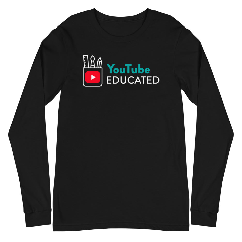Youtube Educated Unisex Long Sleeve Tee - BBT Apparel&color_Black