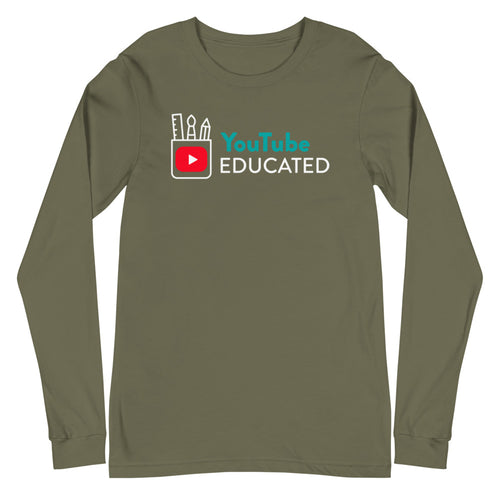 Youtube Educated Unisex Long Sleeve Tee - BBT Apparel&color_Military Green