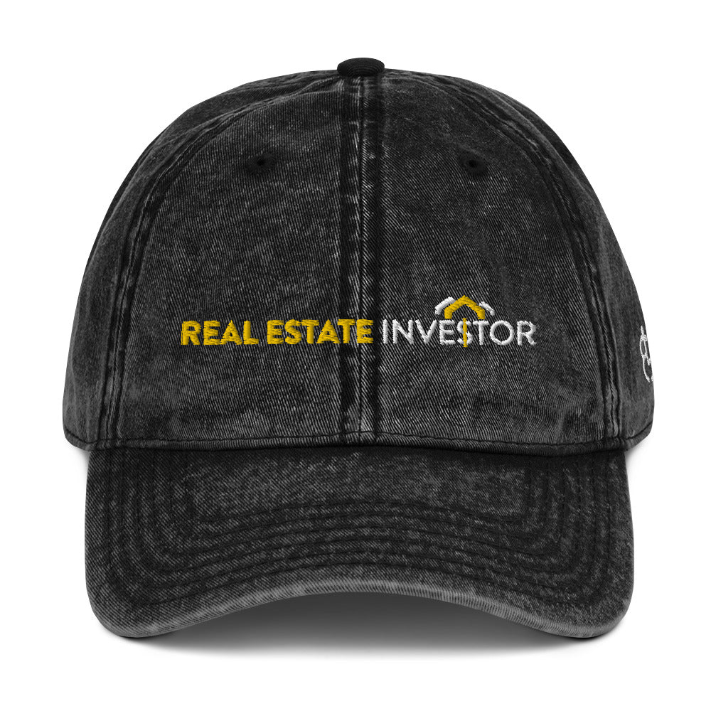 Real Estate Investor Vintage Cotton Twill Cap&color_Black