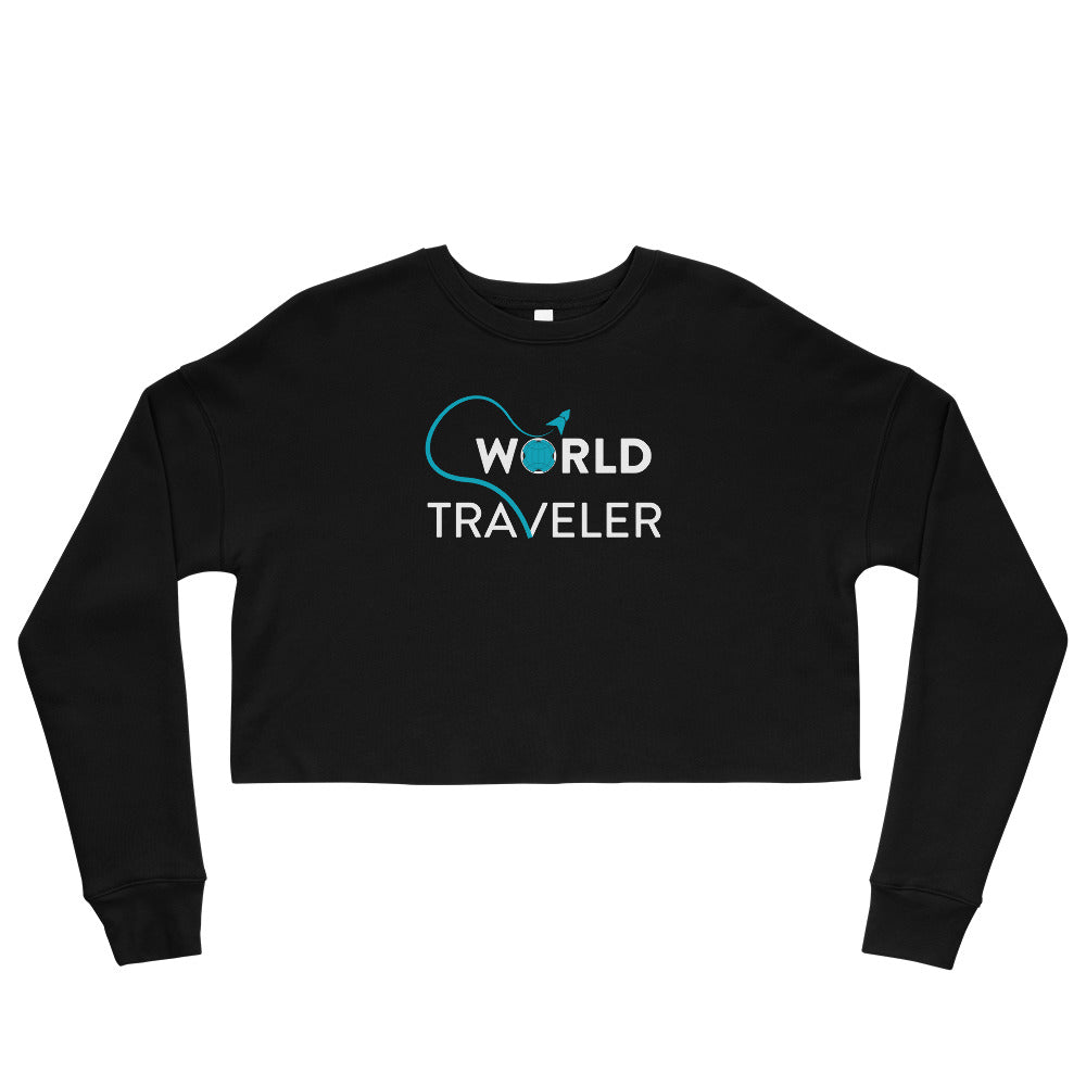 World Traveler Women's Crop Sweatshirt - BBT Apparel&color_Black