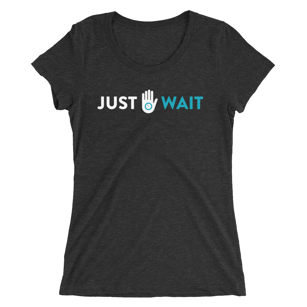 Just Wait Women's T-Shirt&color_Charcoal-Black Triblend